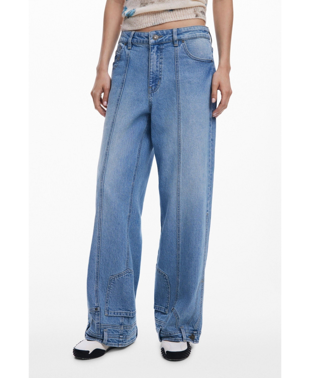 Women's Straight jeans with inverted effect - Light blue