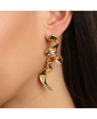 Wavy Statement Drop Earrings