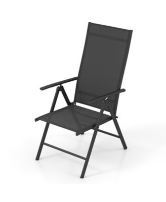 4PCS Patio Folding Dining Chair With 7-Level Adjustable High Backrest for Garden