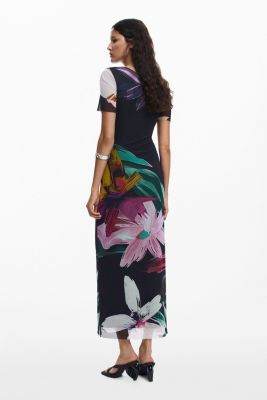 Women's Watercolor floral fitted dress