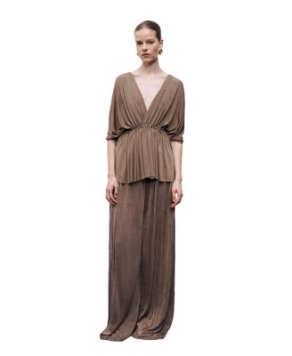 Women's V-Neck Beaded Accessory Blouse