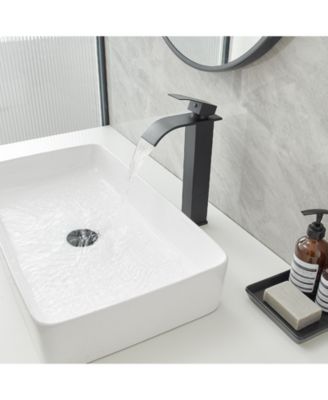 Waterfall Single Hole Single Handle Tall Bathroom Vessel Sink Faucet With Supply Hose in Polished Chrome