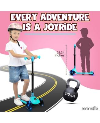 3-Wheel Foldable Kids Scooter - Child Toy Scooter with Built-in LED Wheel Lights, and Easy Maneuvering Lean-to-Steer Technology (Turquoise Blue)