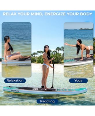 Free-Flow Welded Inflatable Stand-Up Paddle-Board with Double-Action Hand Pump, 3-Shaft Aluminum Paddle, Repair Kit and Backpack (Black)