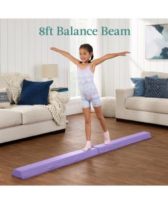 10ftx4ftx2in Folding Gym Mat 4-Panel w/ Carrying Handles & Folding Balance Beam