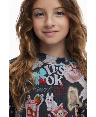 Girls's Long sleeve cat skater dress