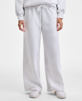 Juniors' Camo Print Wide-Leg Fleece Sweatpants