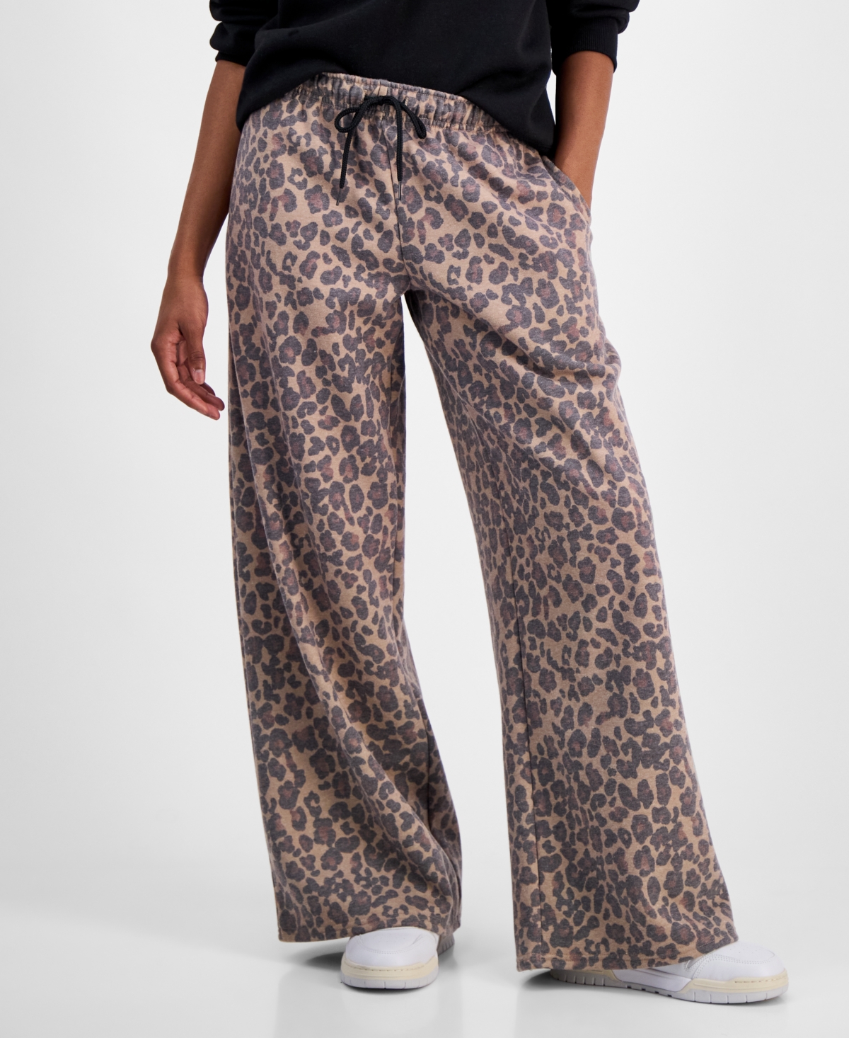 Madden Girl Juniors Varsity Sweatshirt Leopard Print Pants In Blue