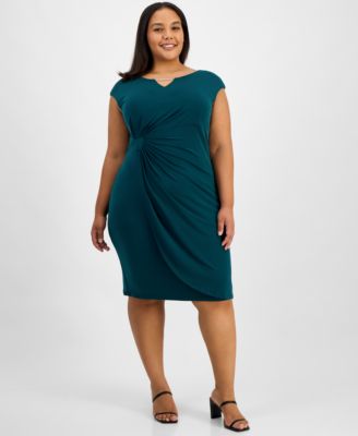 Connected - Plus Size Faux-Wrap Sleeveless Sheath Dress