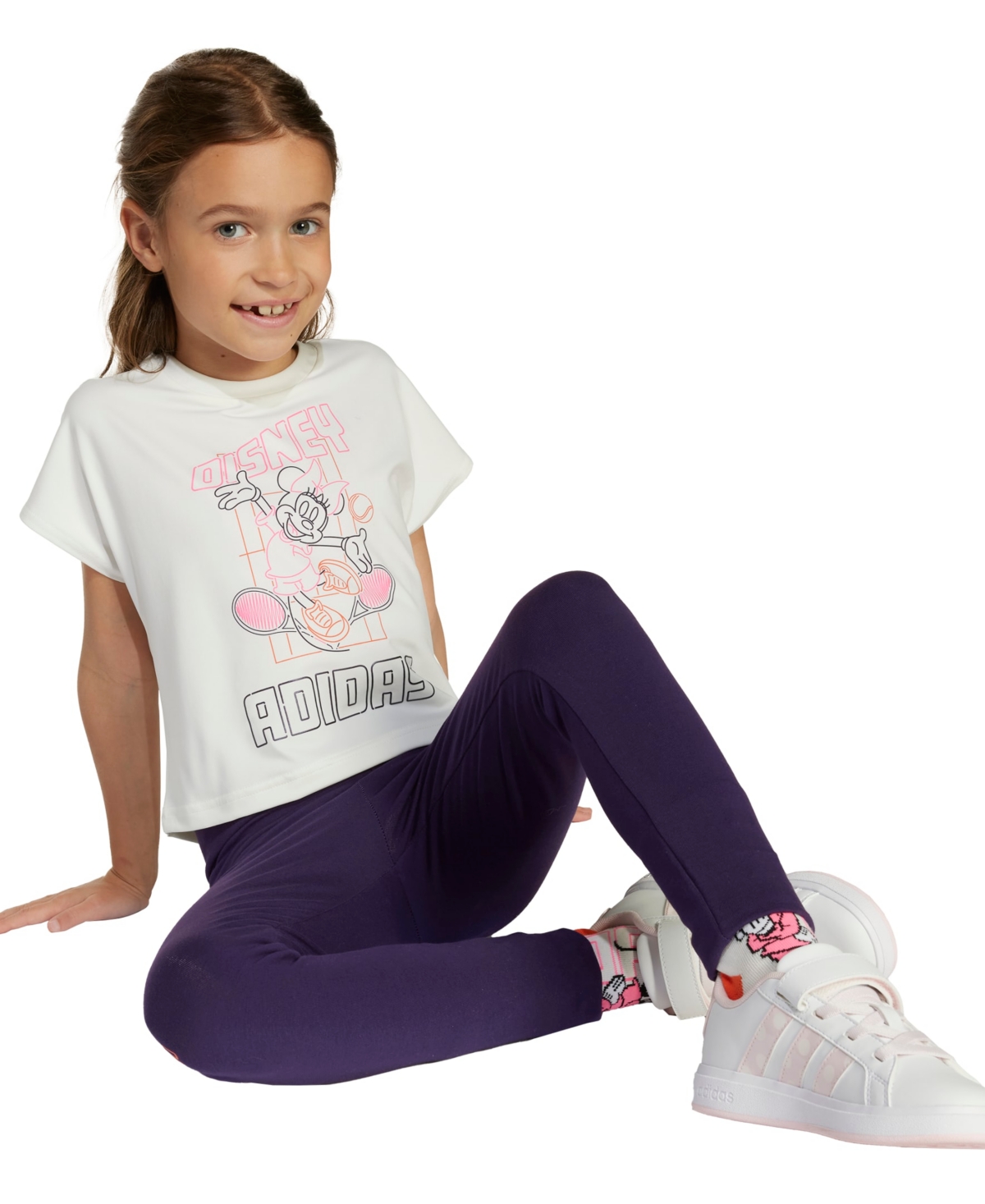 adidas Big Girls 2-Piece Disney Minnie Mouse T-Shirt and Joggers Set