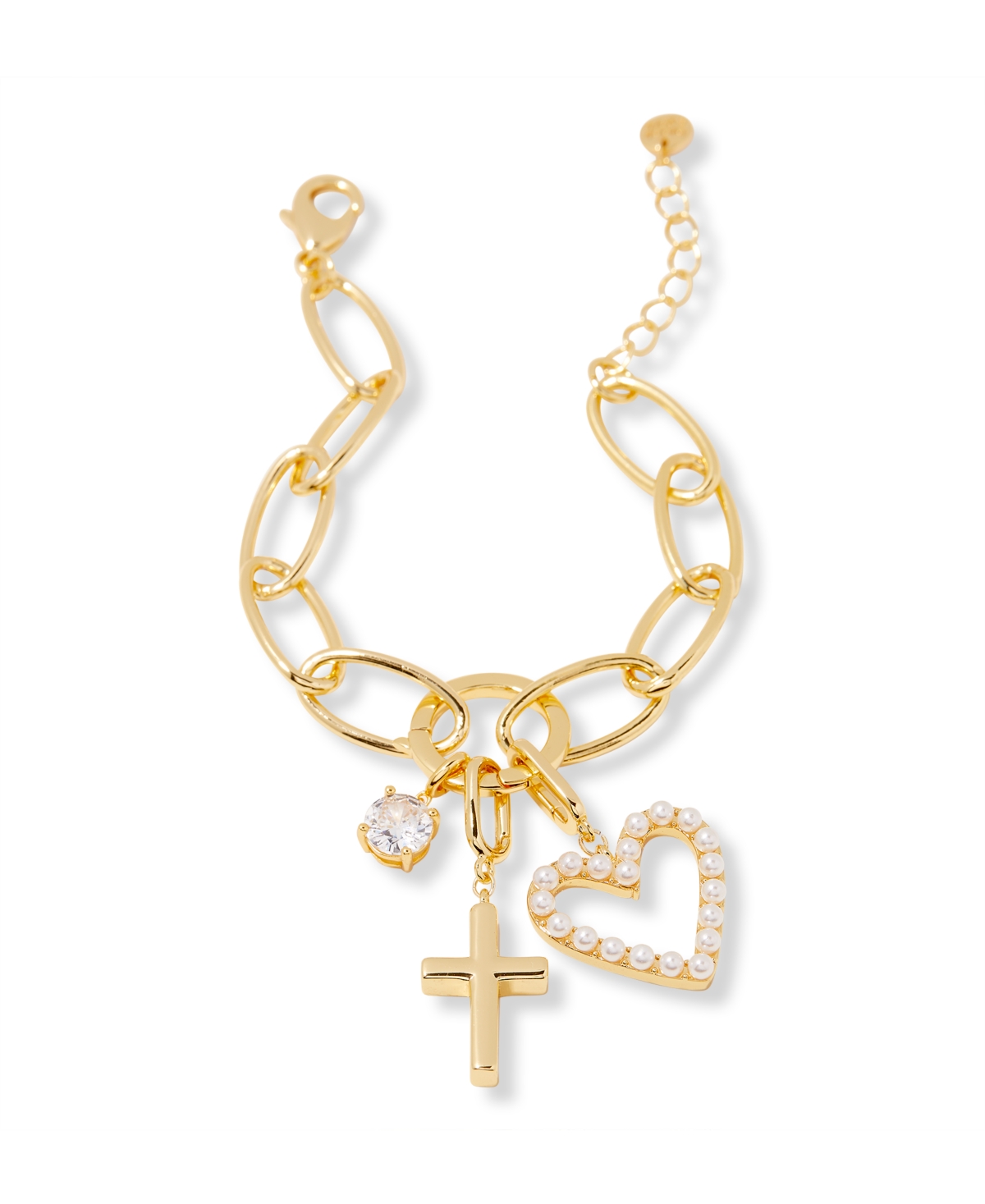 Brook & York Gold Plated Cami Birthstone Cross Charm Chain Bracelet In Gold