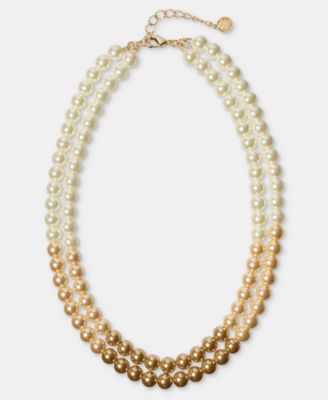 Charter Club - Imitation Pearl Layered Collar Necklace, 16" + 2" extender