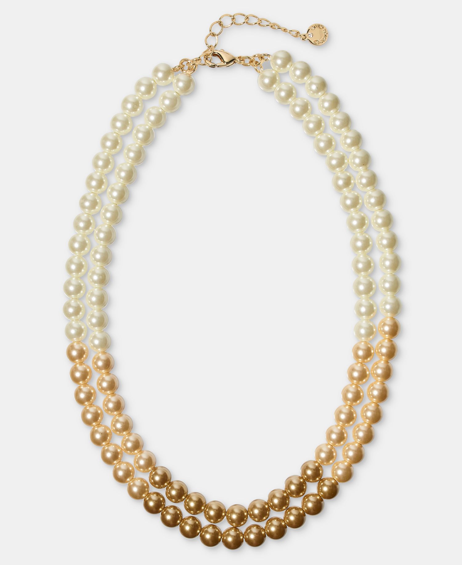 Imitation Pearl Layered Collar Necklace, 16" + 2" extender