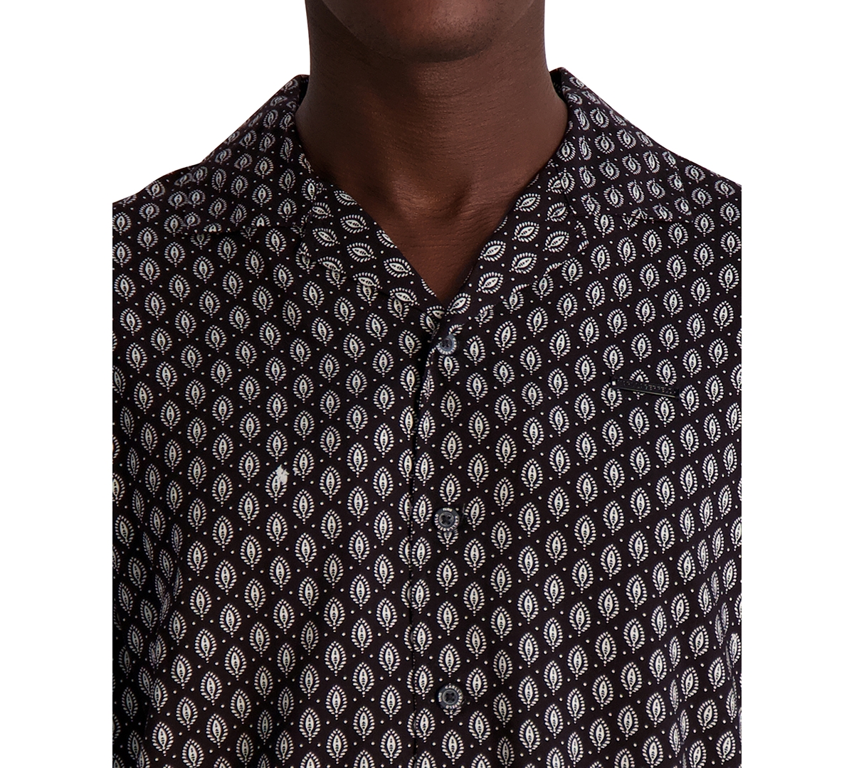Karl Lagerfeld Men's Relaxed Fit Short Sleeve Medallion Print Button-front Camp Shirt In Brown