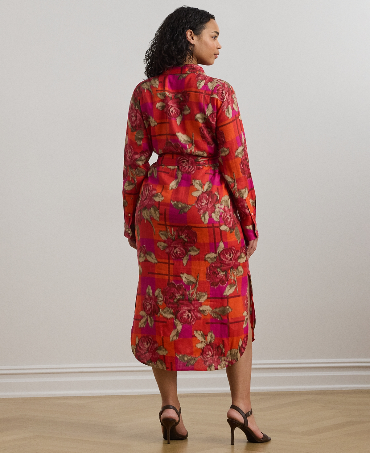 Ralph Lauren Plus Size Printed Linen Shirtdress In Multi