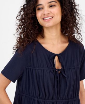 Women's Tie-Front Short-Sleeve Top