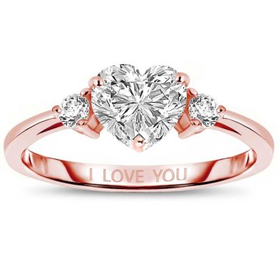 Sparkling Sterling Silver CZ Three-Stone "I Love You" Ring