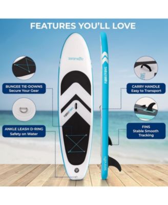 Free-Flow Welded Inflatable Stand-Up Paddle-Board with Double-Action Hand Pump, 3-Shaft Aluminum Paddle, Leash, Fin, Repair Kit and Backpack (Black)