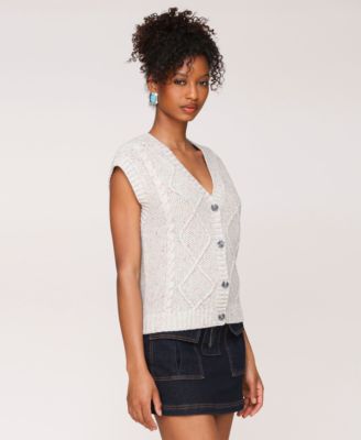 Women's Cable Knit Button-Front Vest