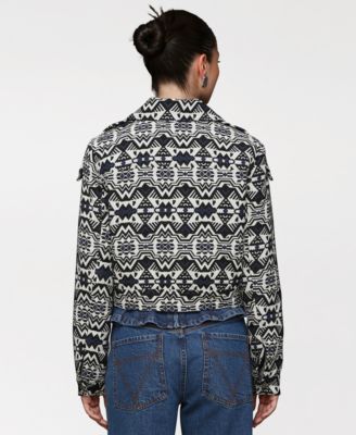 Women’s Printed Cropped Trucker Jacket