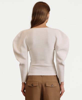 Women's Exaggerated-Sleeve Bow Top