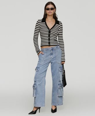 Women's Multi Pocket Wide-Leg Cargo Jeans