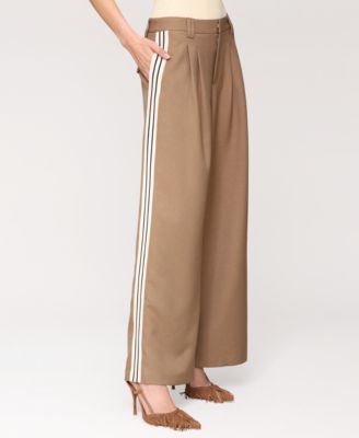 Avec Les Filles - Women's High Rise Side-Stripe Pleat-Front Pants