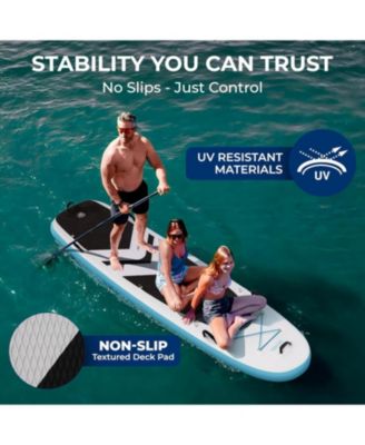 Free-Flow Stand-Up Paddle-Board - Woven Drop-Stitch and Double Layer Side Inflatable SUP with Double-Action Hand Pump, 3-Shaft Aluminum Paddle, Leash, Seat, Fin, Repair Kit and Backpack (Black)