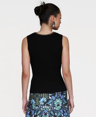 Women's Chain-Trim Ribbed Knit Tank Top