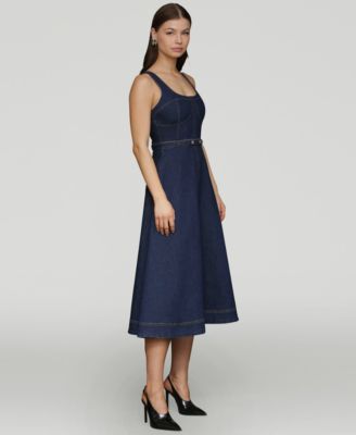 Women's Bustier Circle-Skirt Midi Dress