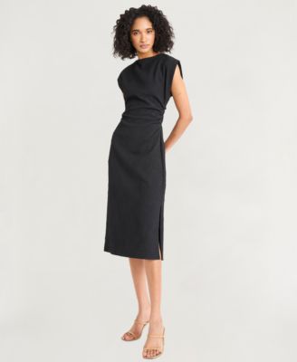 Women's Textured Ruched Midi Dress