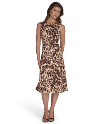 Halston - Women's Printed Scuba Crepe Fit & Flare Dress