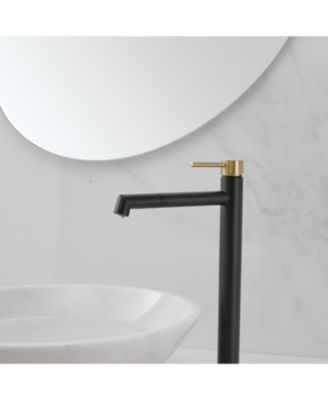 Single Hole Single Handle Bathroom Vessel Sink Faucet With Supply Hose in Black Gold