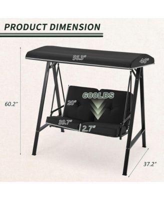 2-Person Metal Patio Swing with Removable Cushion Patio Swing Outdoor Porch Swing Chair for Adults for Garden Backyard Deck