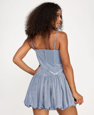 Juniors' Sleeveless Glitter Fit & Flare Dress