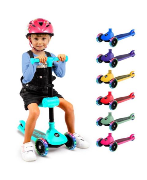 Детская игрушка SereneLife 3-Wheel Kids Scooter with LED Wheel Lights, Foldable, Ages 2+, цвет: Синий