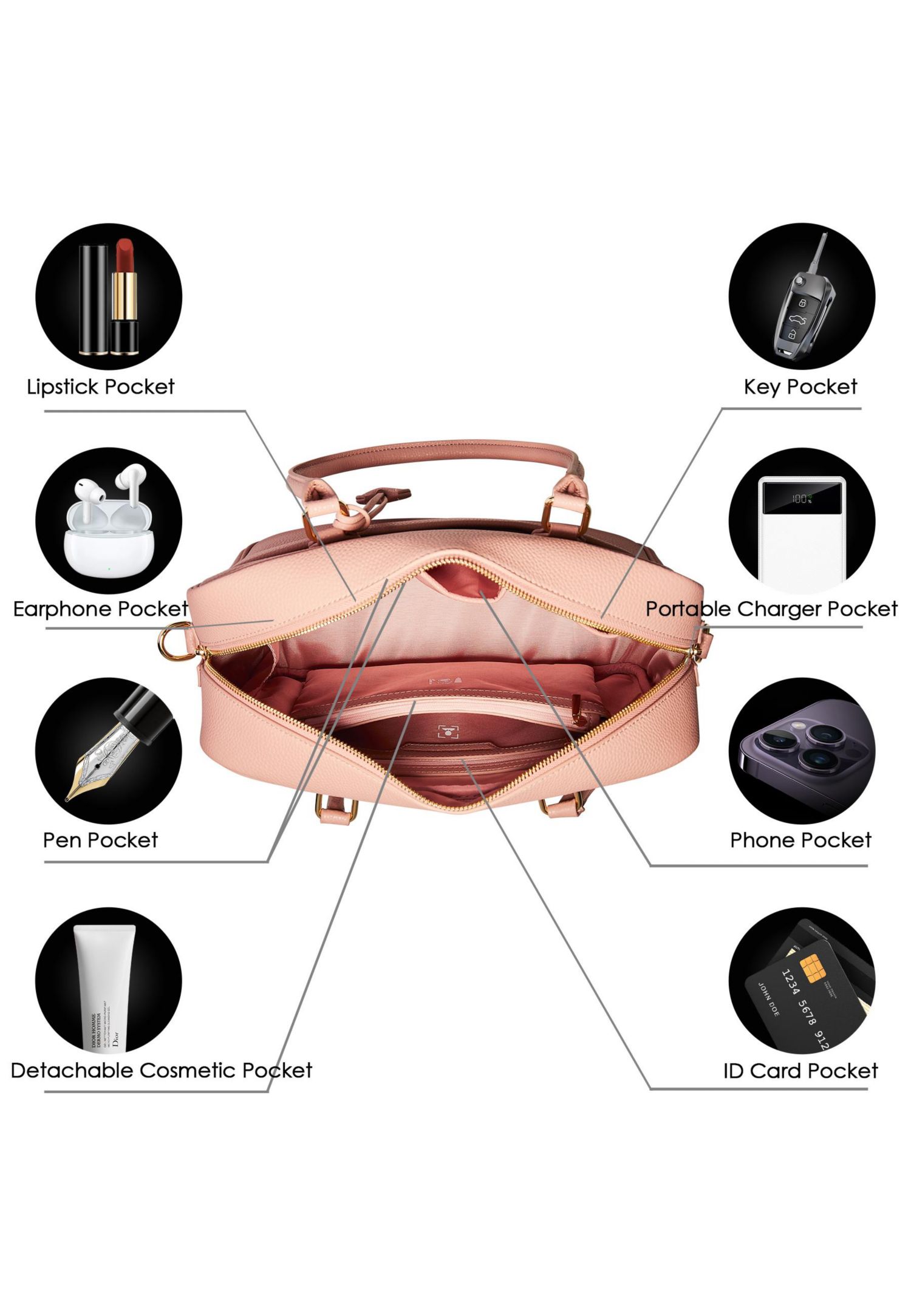 Margaret L Handbag Laptop Bag Pebbled Microfiber Leather Victoria Hyde