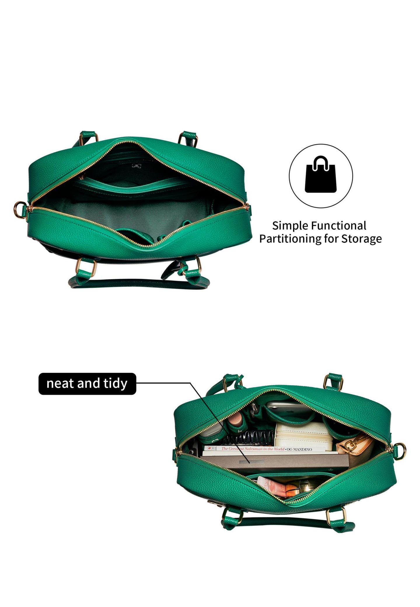Женская сумка Victoria Hyde London Margaret L Handbag Laptop Pebbled Microfiber Leather Victoria Hyde, цвет: Зелёный — фото 3