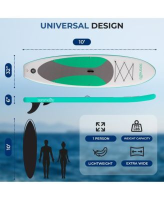 Free-Flow Welded Inflatable Stand-Up Paddle-Board with Double-Action Hand Pump, 3-Shaft Aluminum Paddle, Leash, Fin (Black)