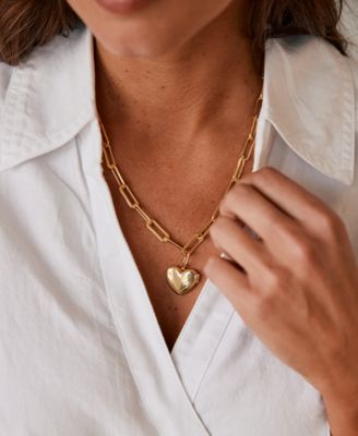 Gold Plated Cami Heart Short Pendant Locket Necklace