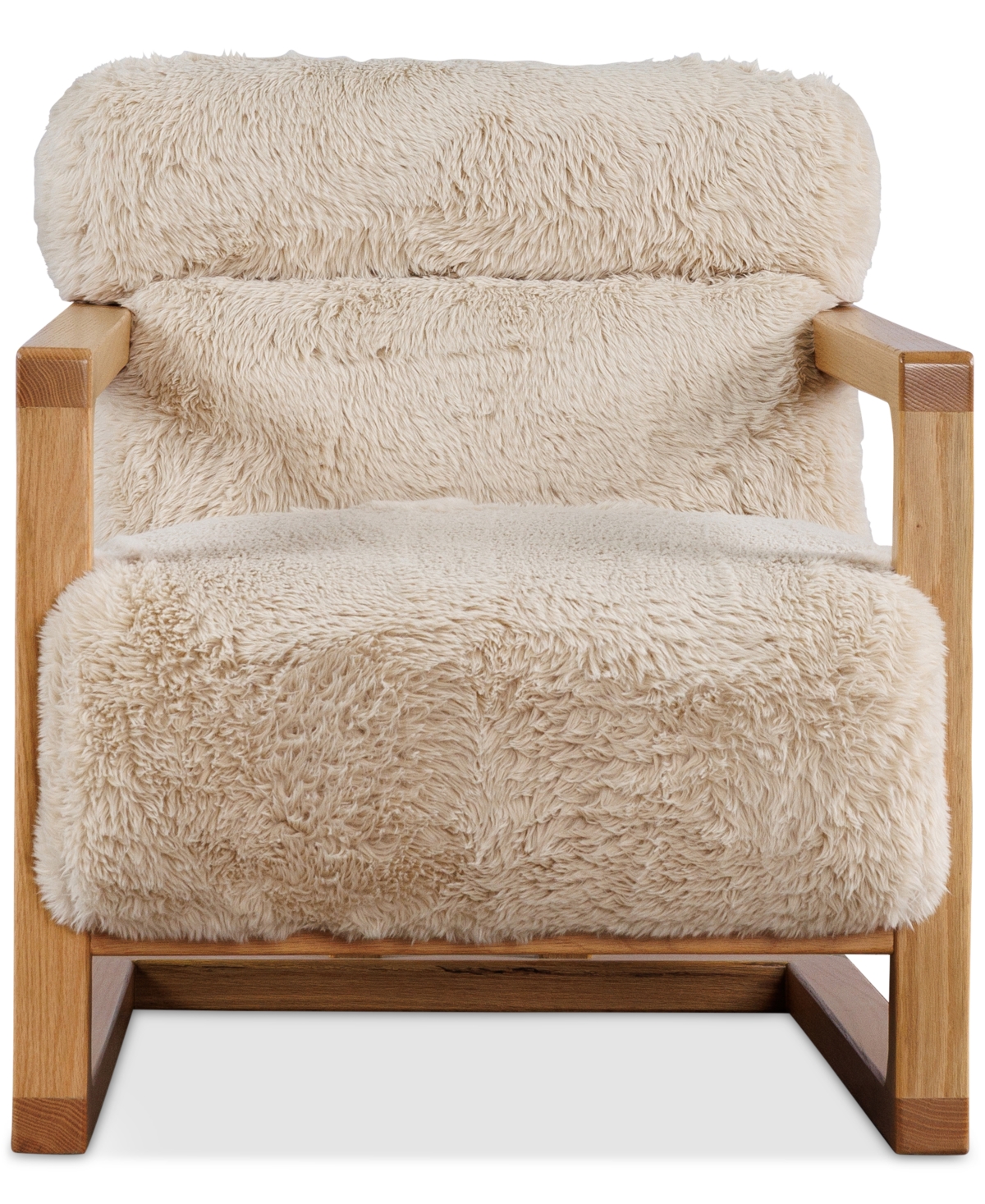 Macy's Michola Wood Accent Chair,  Exclusive In Neutral