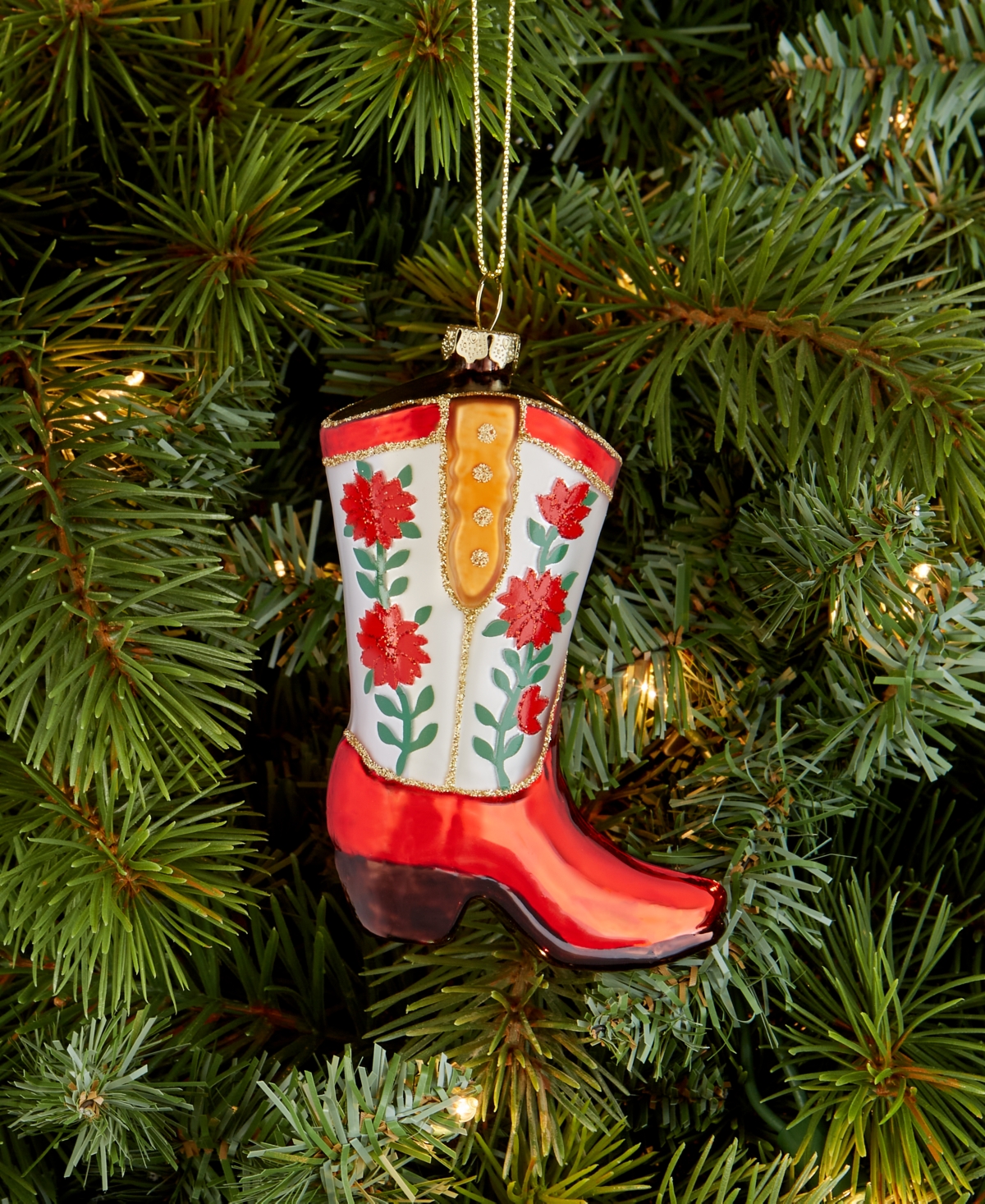 Holiday Lane Eclectic Charm Glass Cowboy Boot Ornament, Macy's Exclusive In Transparent