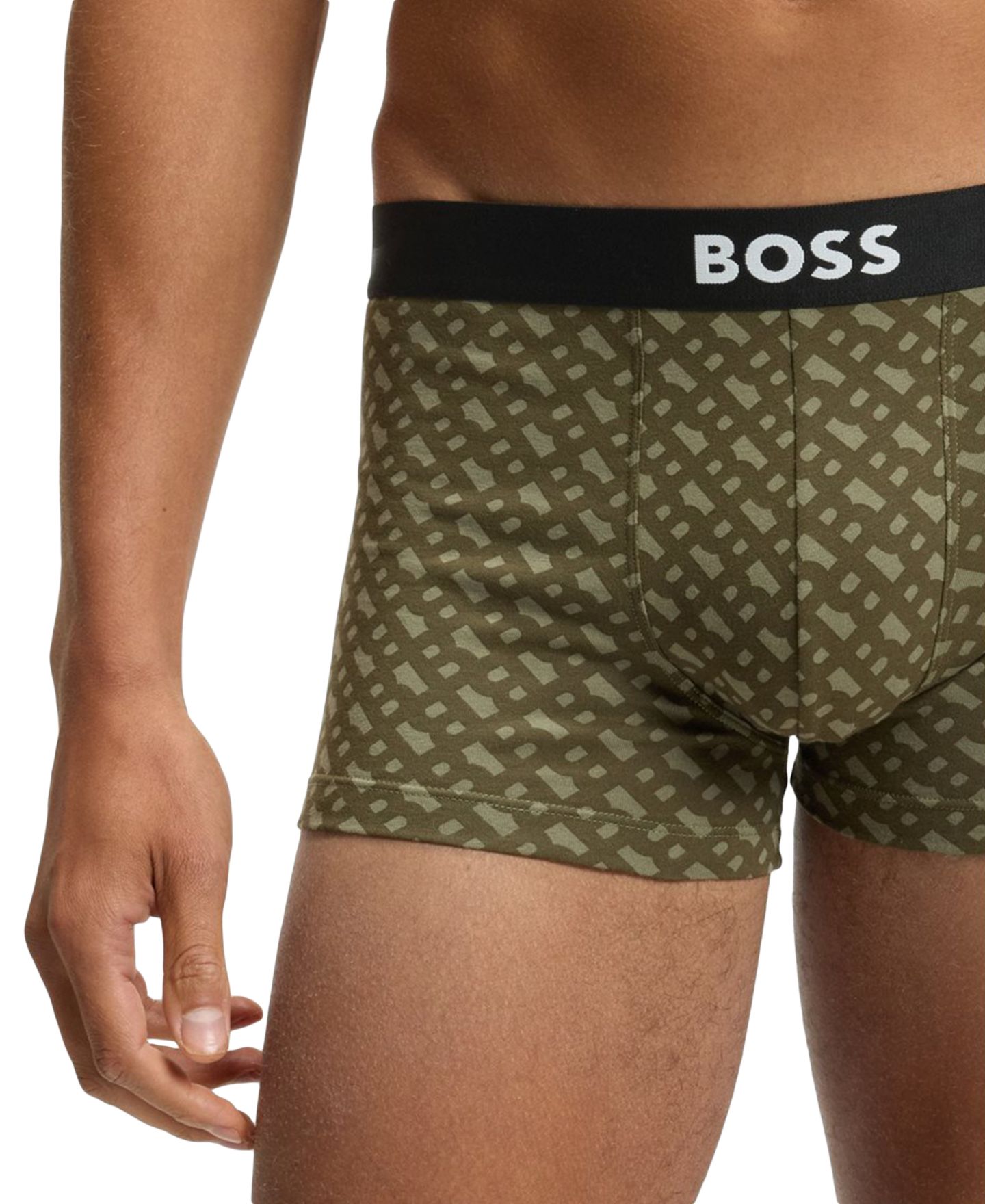 Бельё BOSS для мужчин, хлопок-стрейч, 3 шт. — Hugo Boss, цвет: Зелёный / Чёрный — фото 2