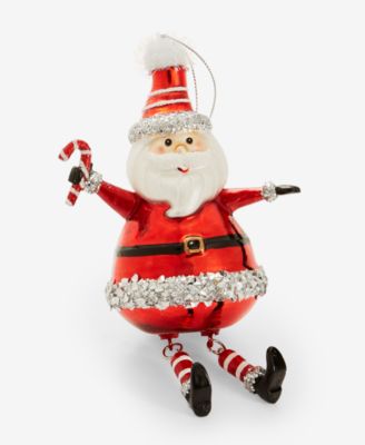 Christmas Cheer Glass Santa with Candy Cane Ornament, Macy's Exclusive 