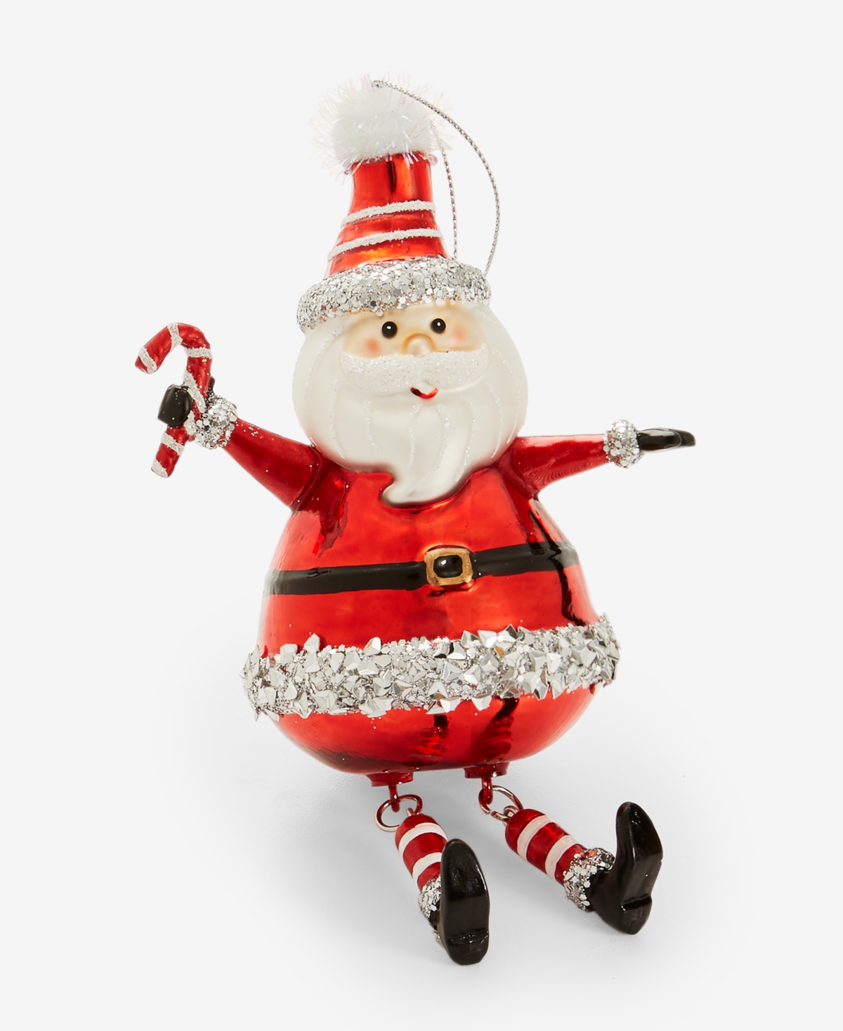 Holiday Lane Heritage Glass Santa With Candy Cane Ornament, Macy's Exclusive In Transparent