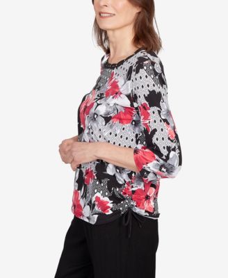 Women's Patchwork Diamond Floral Top