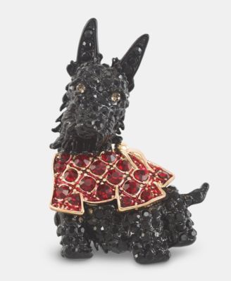 Holiday Lane - Gold-Tone Black & Red Crystal Scottie Dog Pin
