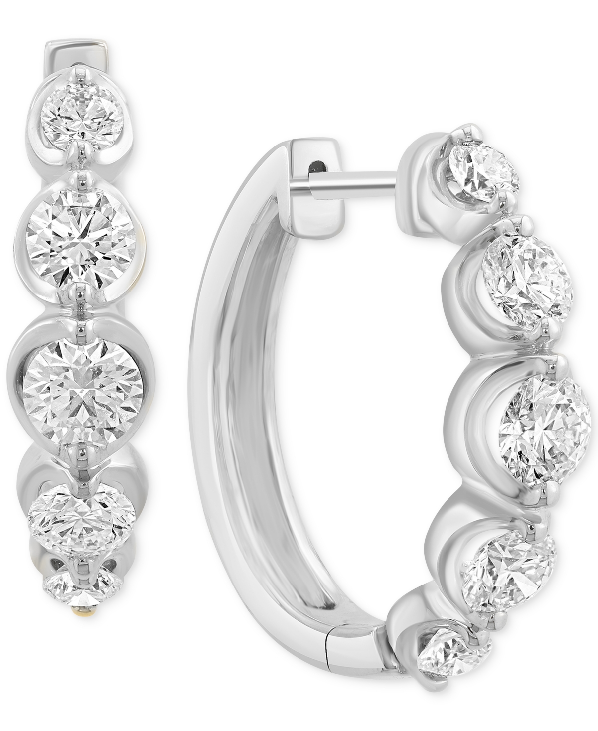 Effy Lab Grown Diamond Small Hoop Earrings (1-5/8 ct. t.w.) in 14k White Gold, 0.79" - White Gold