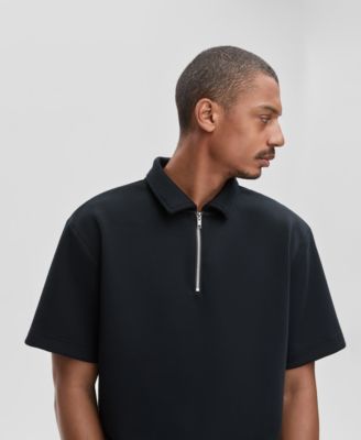 Men's Relaxed-Fit Heathered Quarter-Zip Scuba Polo Shirt, Macy's Exclusive