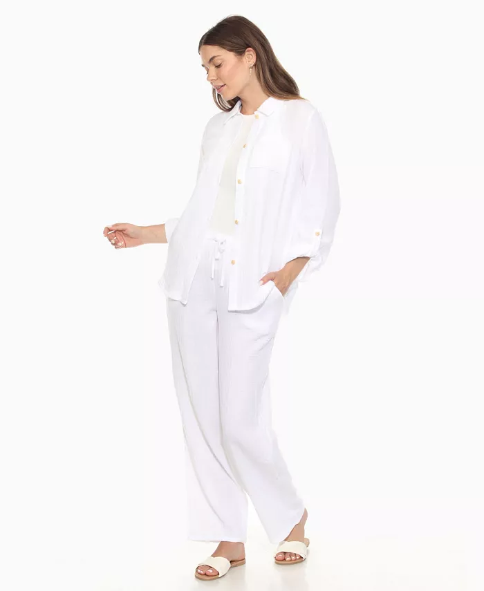 Women's Long Sleeve Button Down Cotton Gauze Set - thumbnail 10